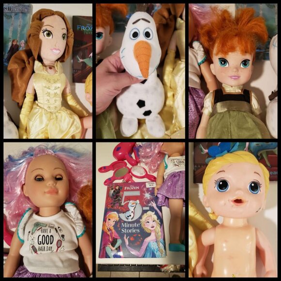 BUNDLE - Disney Dolls (Belle, Anna (toddler), and Olaf) + Friends! - Picture 1 of 8